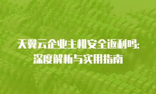 天翼云企业主机安全返利吗：深度解析与实用指南