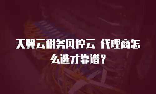 天翼云税务风控云 代理商怎么选才靠谱？