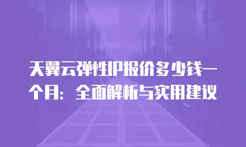 天翼云弹性IP报价多少钱一个月：全面解析与实用建议