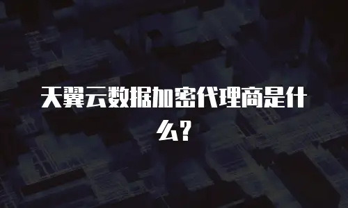 天翼云数据加密代理商是什么？