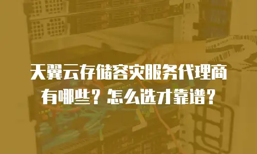 天翼云存储容灾服务代理商有哪些？怎么选才靠谱？