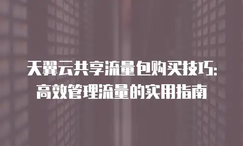 天翼云共享流量包购买技巧：高效管理流量的实用指南