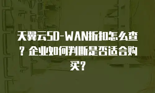天翼云SD-WAN折扣怎么查？企业如何判断是否适合购买？