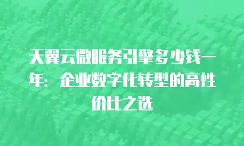 天翼云微服务引擎多少钱一年：企业数字化转型的高性价比之选