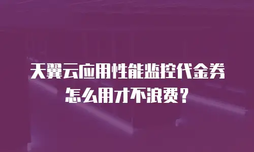 天翼云应用性能监控代金券怎么用才不浪费？