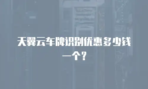 天翼云车牌识别优惠多少钱一个？
