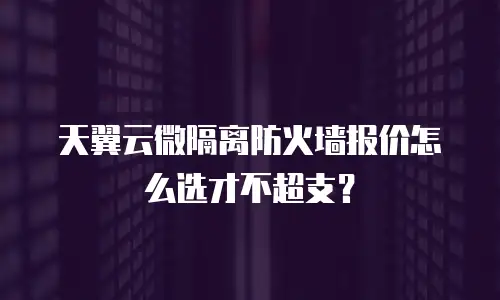 天翼云微隔离防火墙报价怎么选才不超支？