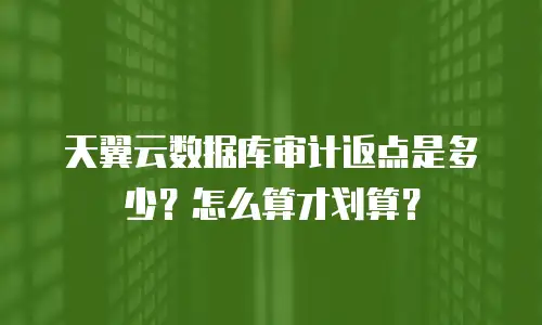 天翼云数据库审计返点是多少？怎么算才划算？