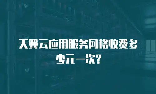 天翼云应用服务网格收费多少元一次？