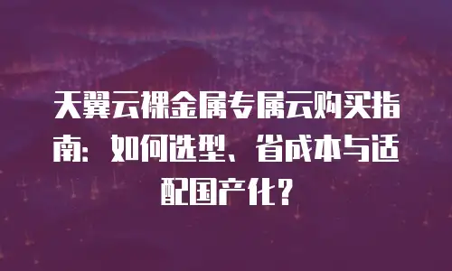 天翼云裸金属专属云购买指南：如何选型、省成本与适配国产化？