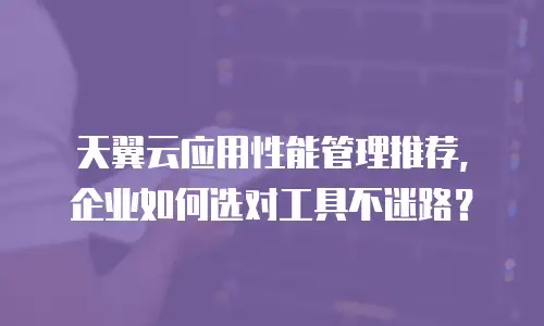 天翼云应用性能管理推荐，企业如何选对工具不迷路？