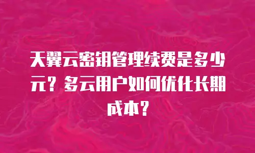 天翼云密钥管理续费是多少元？多云用户如何优化长期成本？