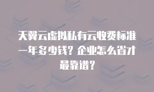 天翼云虚拟私有云收费标准一年多少钱？企业怎么省才最靠谱？