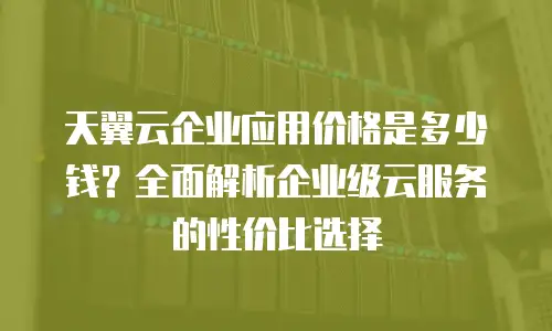 天翼云企业应用价格是多少钱？全面解析企业级云服务的性价比选择
