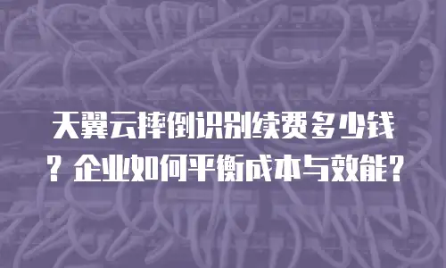天翼云摔倒识别续费多少钱？企业如何平衡成本与效能？