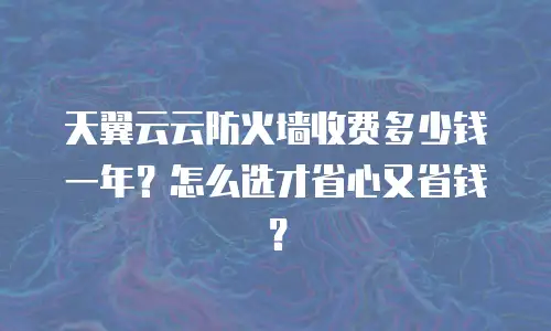 天翼云云防火墙收费多少钱一年？怎么选才省心又省钱？