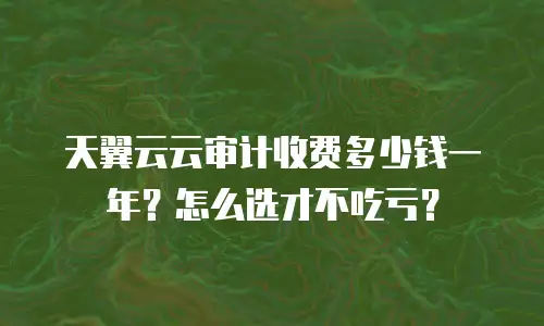 天翼云云审计收费多少钱一年？怎么选才不吃亏？