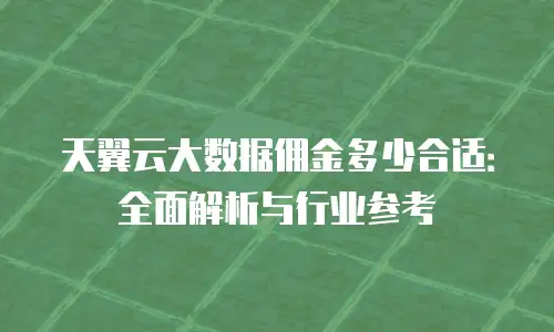 天翼云大数据佣金多少合适：全面解析与行业参考