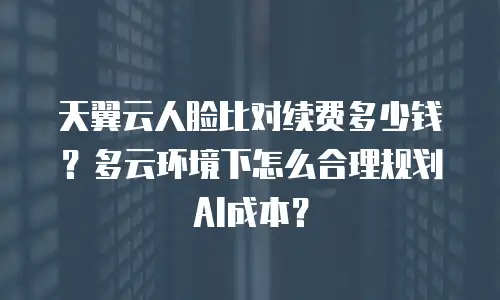 天翼云人脸比对续费多少钱？多云环境下怎么合理规划AI成本？