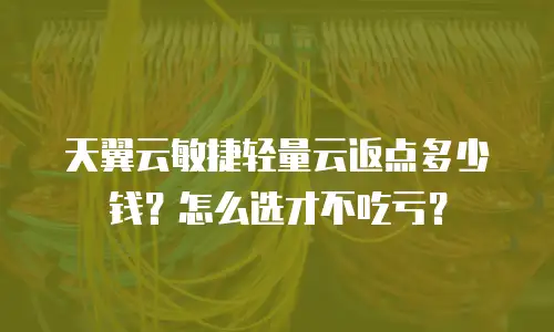 天翼云敏捷轻量云返点多少钱？怎么选才不吃亏？