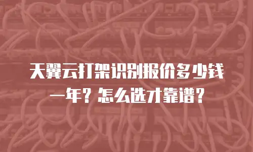 天翼云打架识别报价多少钱一年？怎么选才靠谱？