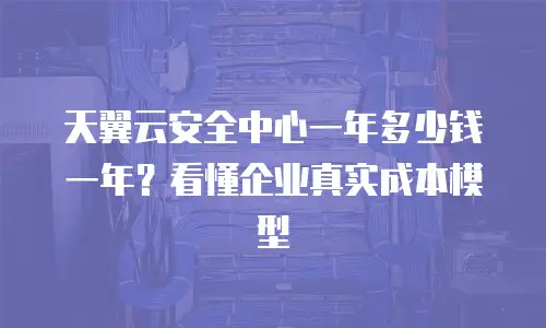 天翼云安全中心一年多少钱一年？看懂企业真实成本模型