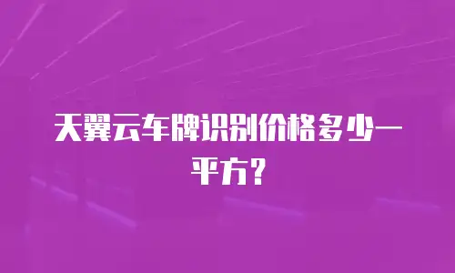 天翼云车牌识别价格多少一平方？