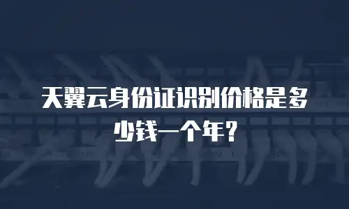 天翼云身份证识别价格是多少钱一个年？