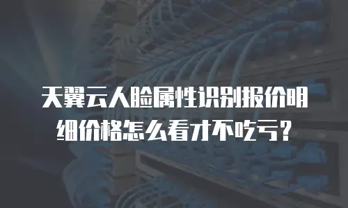 天翼云人脸属性识别报价明细价格怎么看才不吃亏？