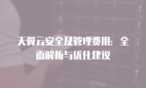 天翼云安全及管理费用：全面解析与优化建议