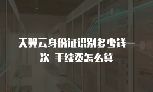 天翼云身份证识别多少钱一次 手续费怎么算