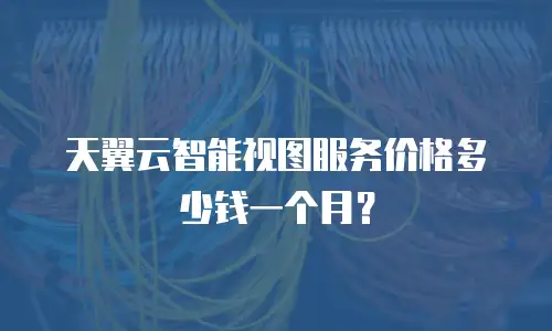 天翼云智能视图服务价格多少钱一个月？