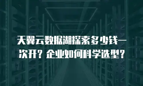 天翼云数据湖探索多少钱一次开？企业如何科学选型？