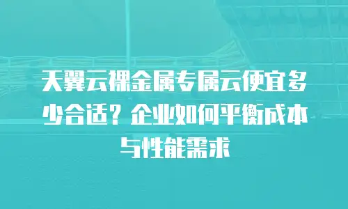 天翼云裸金属专属云便宜多少合适？企业如何平衡成本与性能需求