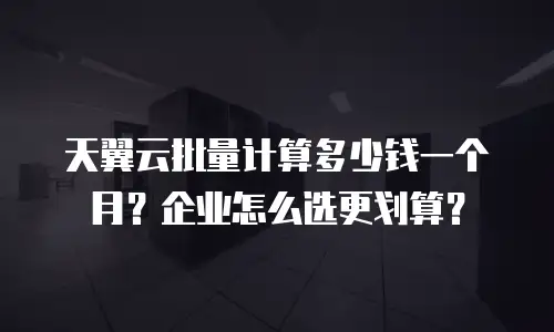 天翼云批量计算多少钱一个月？企业怎么选更划算？