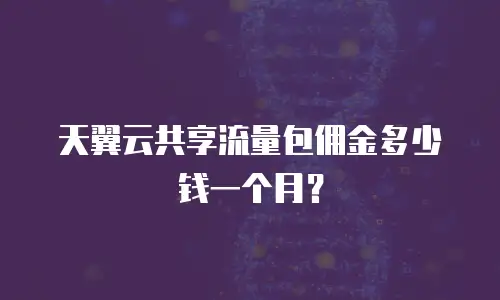 天翼云共享流量包佣金多少钱一个月？