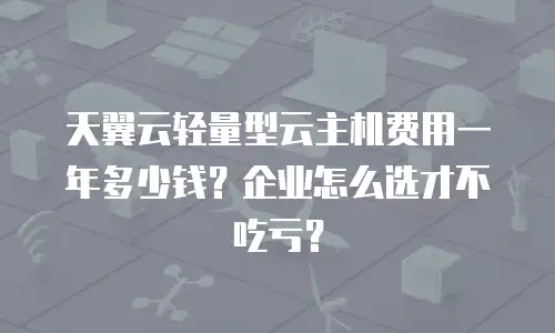 天翼云轻量型云主机费用一年多少钱？企业怎么选才不吃亏？