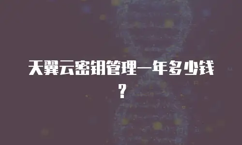 天翼云密钥管理一年多少钱？