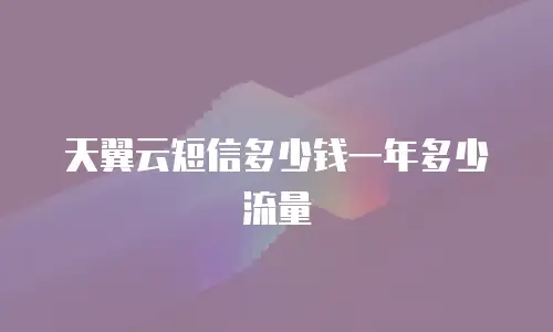天翼云短信多少钱一年多少流量