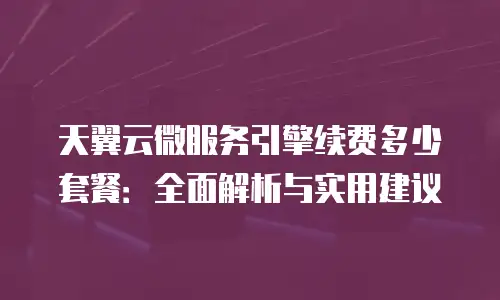 天翼云微服务引擎续费多少套餐：全面解析与实用建议