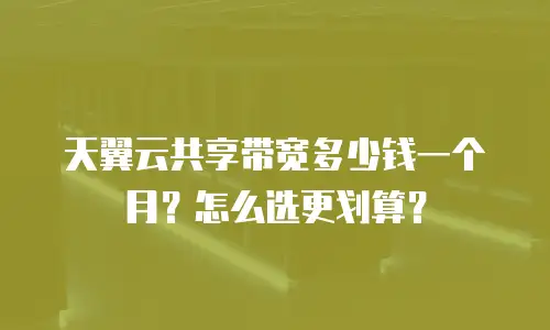 天翼云共享带宽多少钱一个月？怎么选更划算？