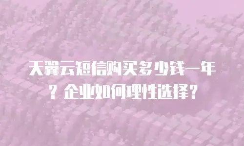 天翼云短信购买多少钱一年？企业如何理性选择？