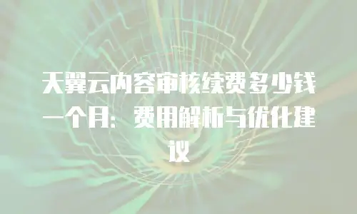 天翼云内容审核续费多少钱一个月：费用解析与优化建议
