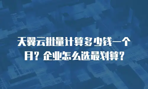 天翼云批量计算多少钱一个月？企业怎么选最划算？