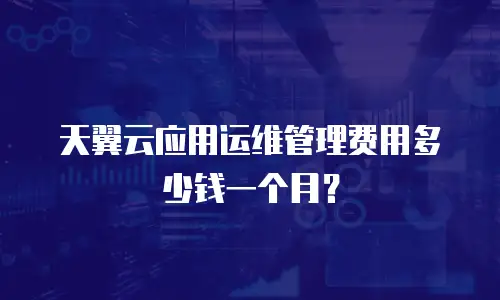 天翼云应用运维管理费用多少钱一个月？