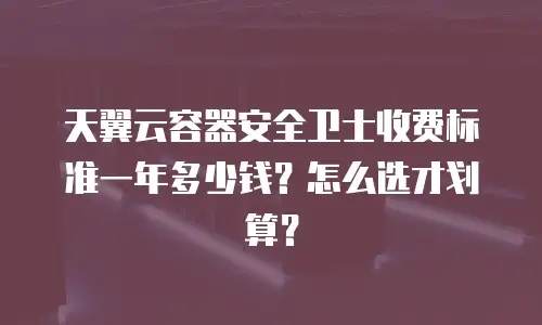 天翼云容器安全卫士收费标准一年多少钱？怎么选才划算？