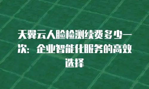 天翼云人脸检测续费多少一次：企业智能化服务的高效选择