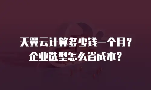 天翼云计算多少钱一个月？企业选型怎么省成本？