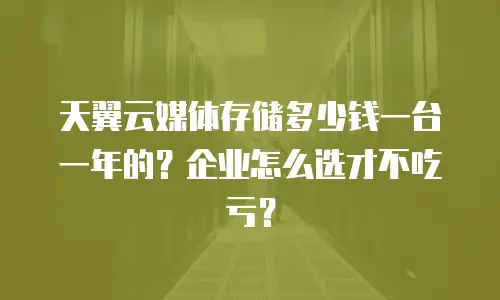天翼云媒体存储多少钱一台一年的？企业怎么选才不吃亏？