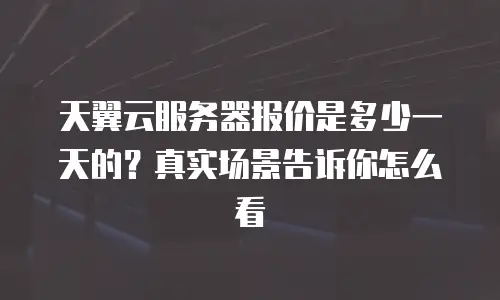 天翼云服务器报价是多少一天的？真实场景告诉你怎么看